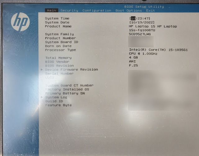 HP-노트북-바이오스-화면